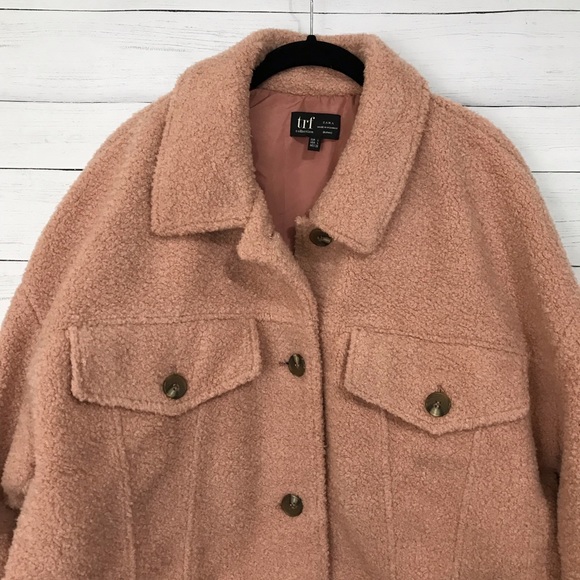 Zara pink Teddy coat faux shearling coat jacket - Picture 3 of 7